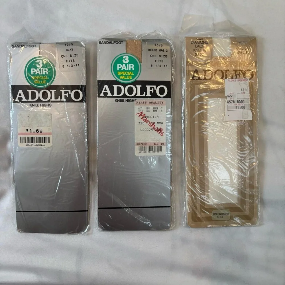 Knee‎ High Tights Stockings Lot Vintage 90s White and Tan New With Tags